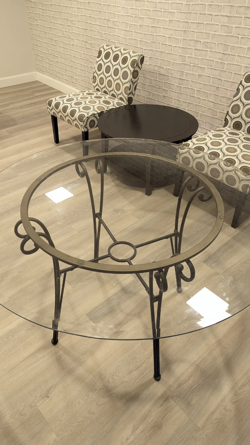 Glass Top Coffee Table with Metal Base