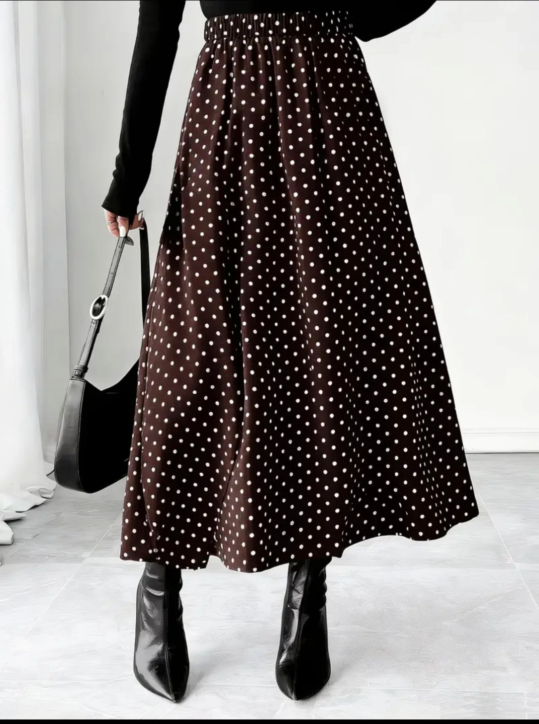 Brown Polka Dot Midi Skirt - photo 2