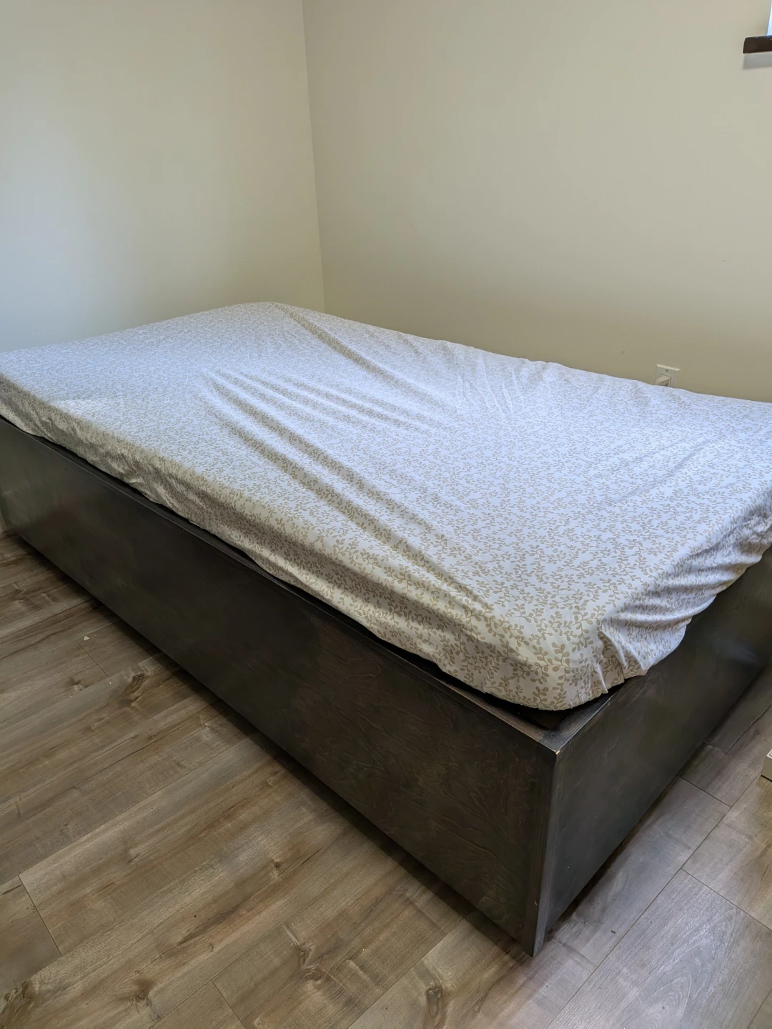 Queen Sized Wooden Bed Frame with Storage and Mattress