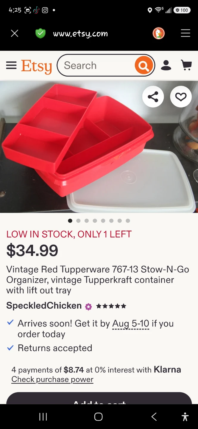 Vintage Red Tupperware Stow-N-Go Organizer - photo 5