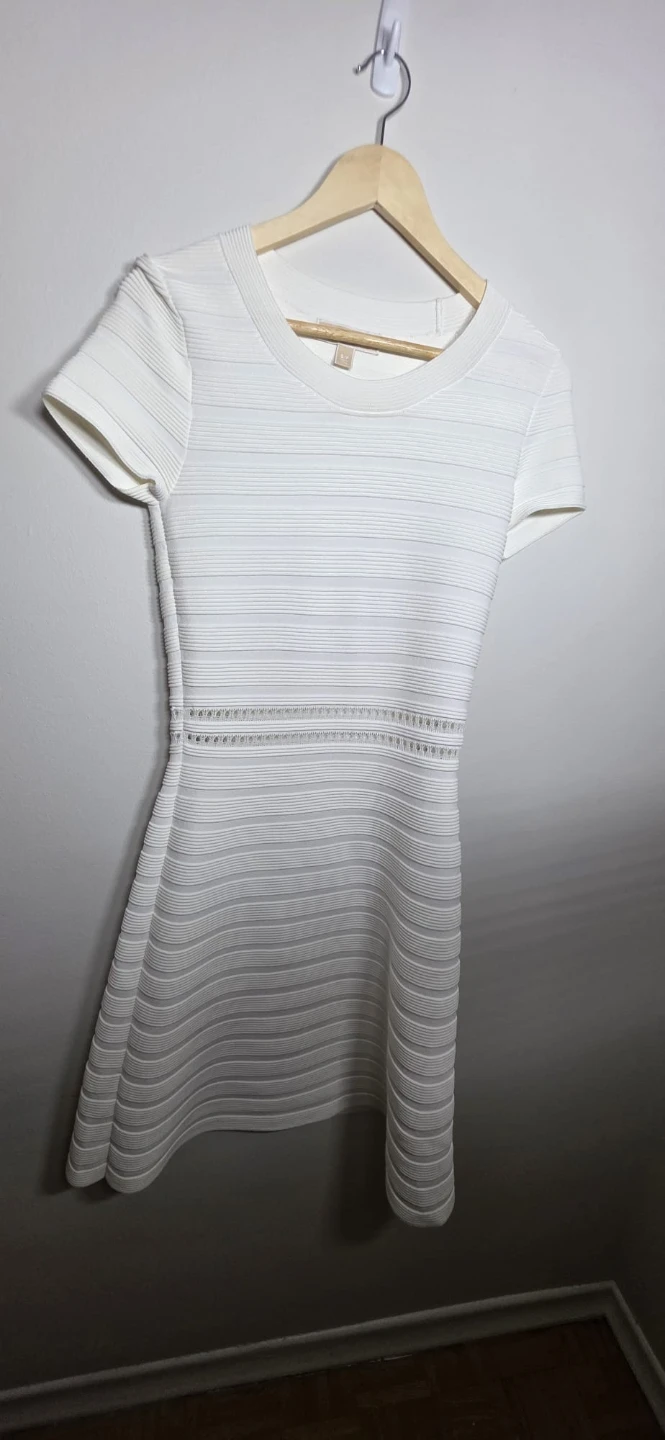 Michael Kors White Textured Fit and Flare Dress S/P