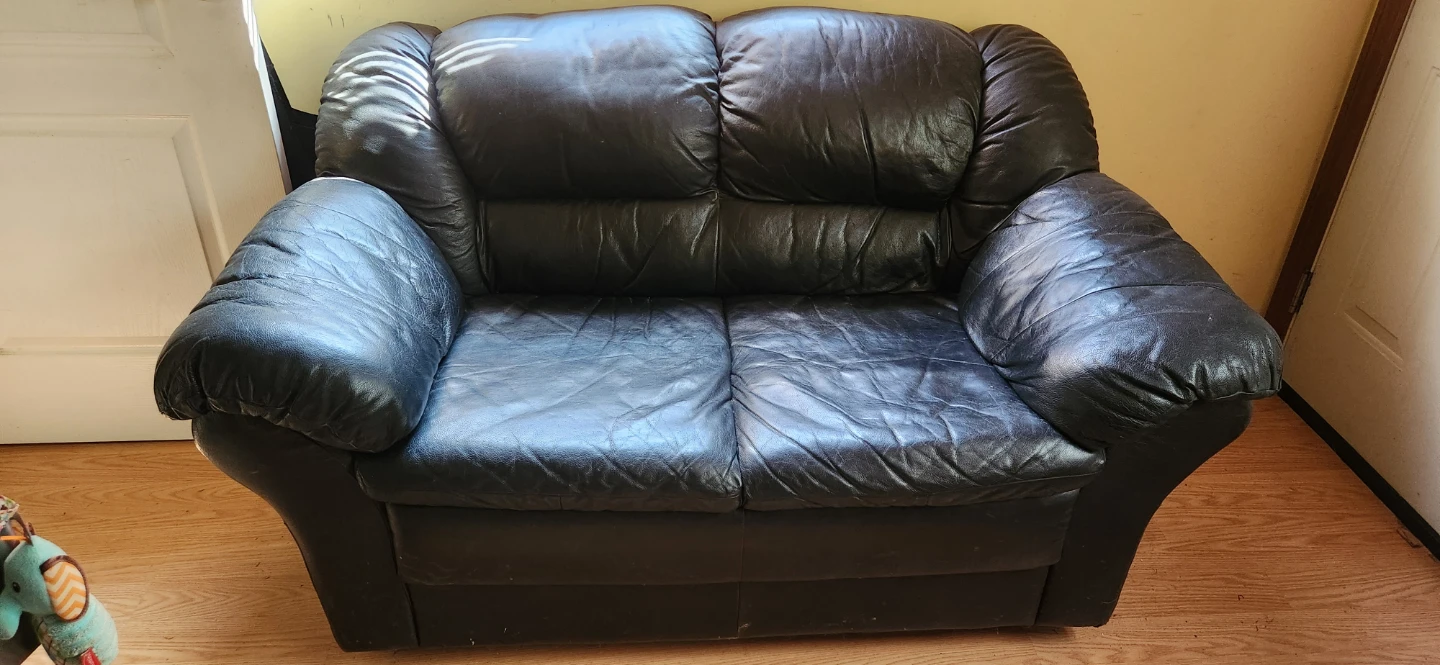 Black Faux Leather Loveseat