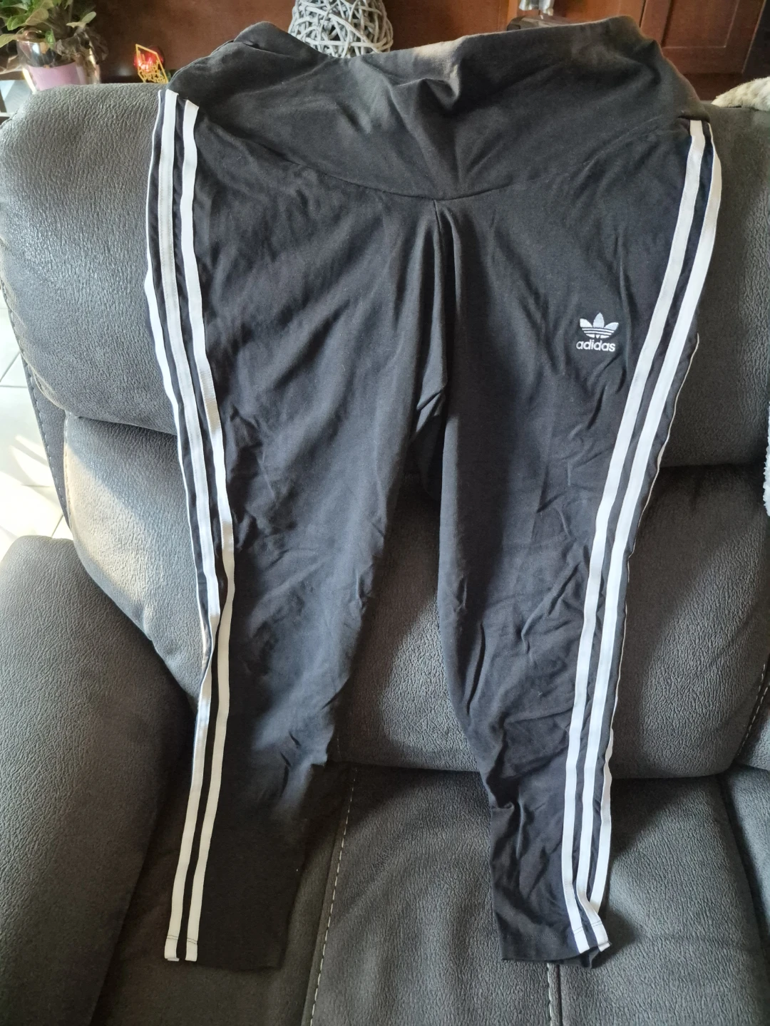 Adidas Black Leggings with White Stripes - photo 3