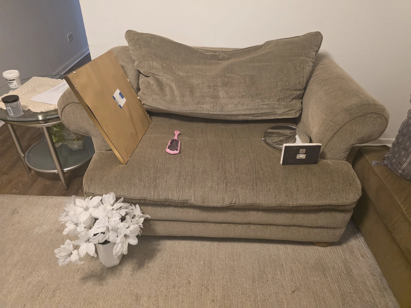 Large Taupe Loveseat/Armchair