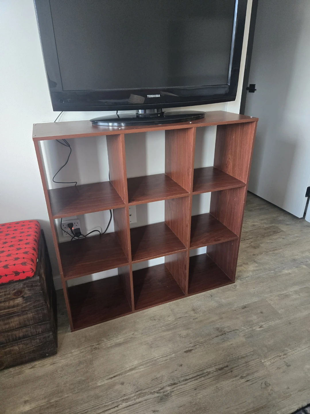 9-Cube Storage Shelf - Dark Wood Finish