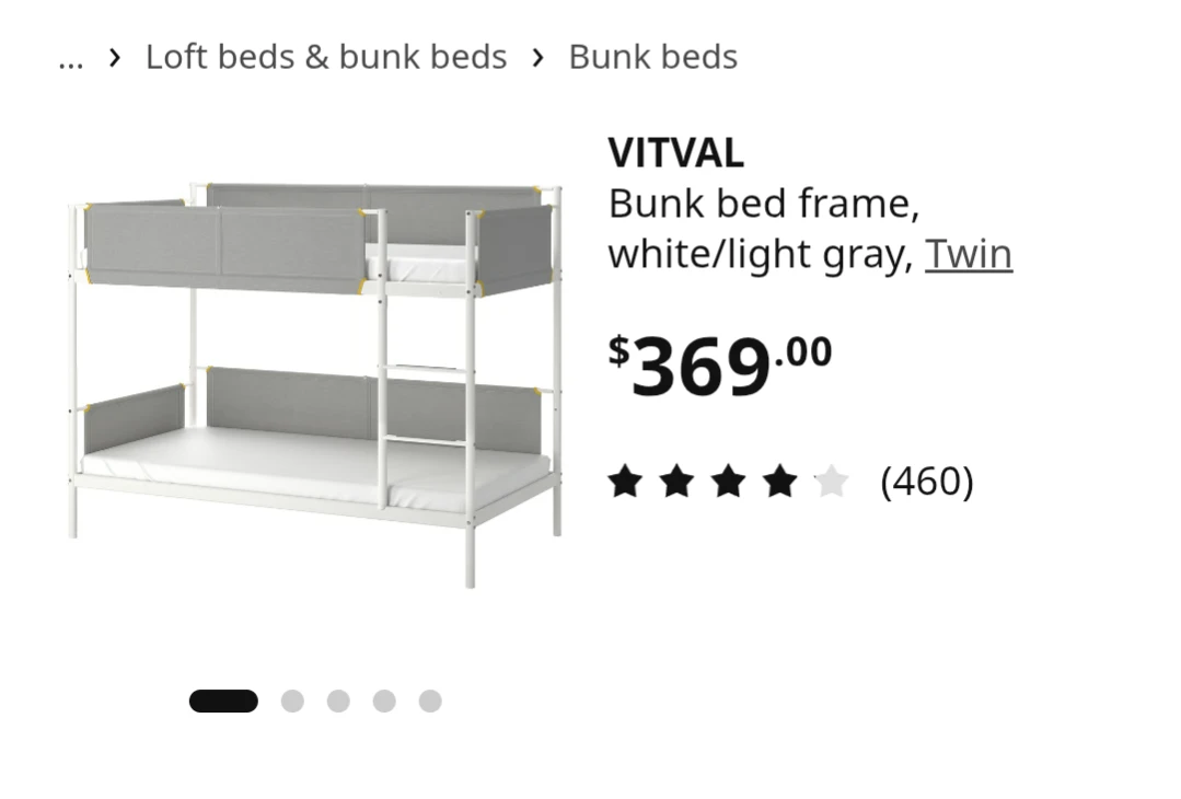 IKEA VITVAL twin size bunk bed