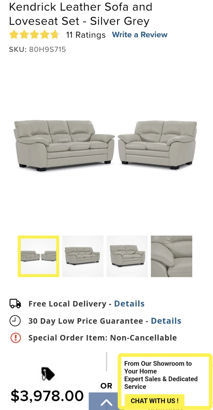 Leon's Leather Sofa and Loveseat - Cream Colour - photo 3