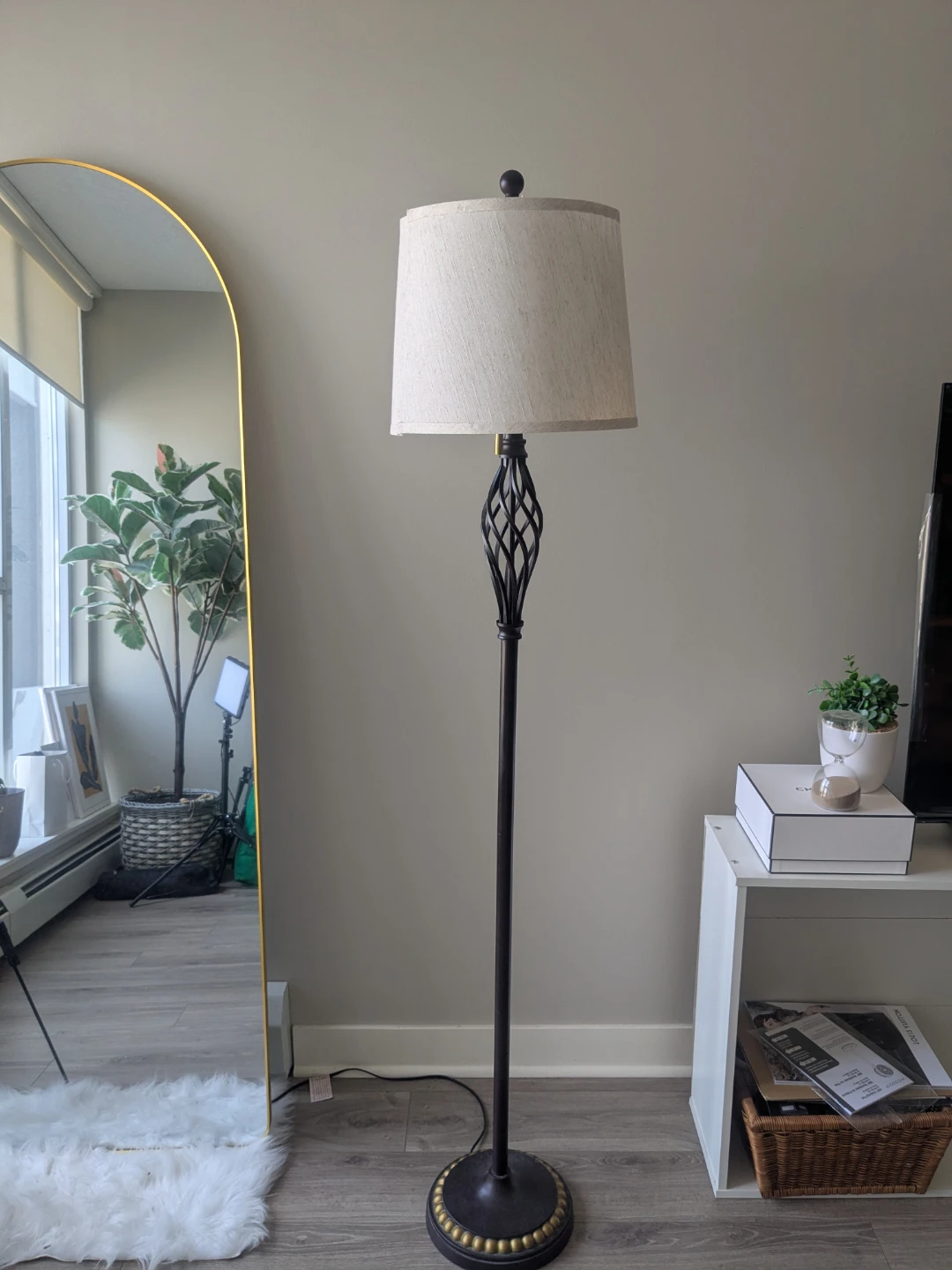 Wrought Iron Style Floor Lamp with Fabric Shade - photo 2