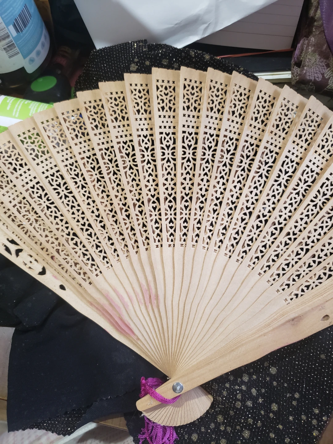 Wooden Hand Fan with Cutout Design