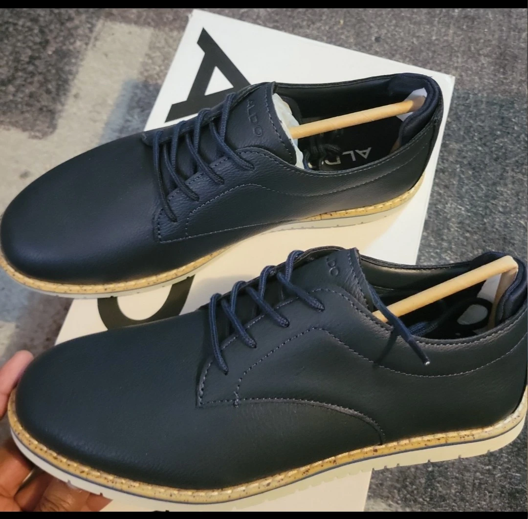 Men's ALDO Blue Leather Lace-Up Dress Shoes - photo 2