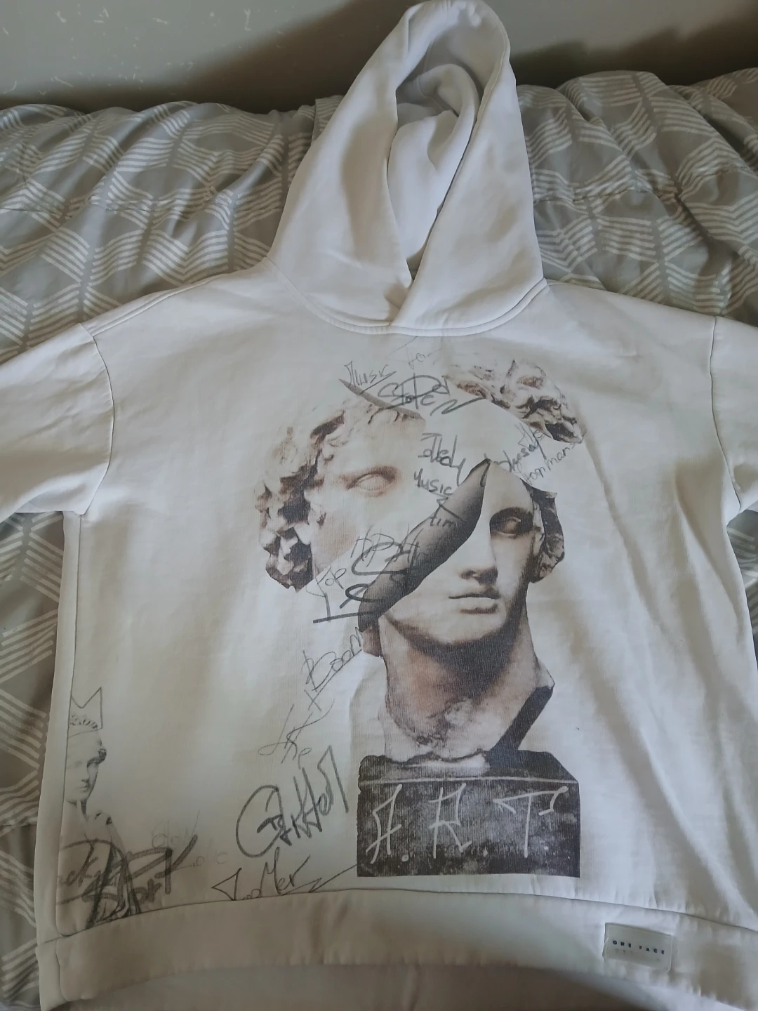 ONE FACE White Graphic Hoodie