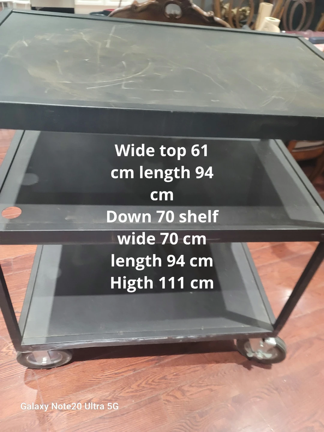 Black 3-Tier AV Cart with Wheels - photo 3