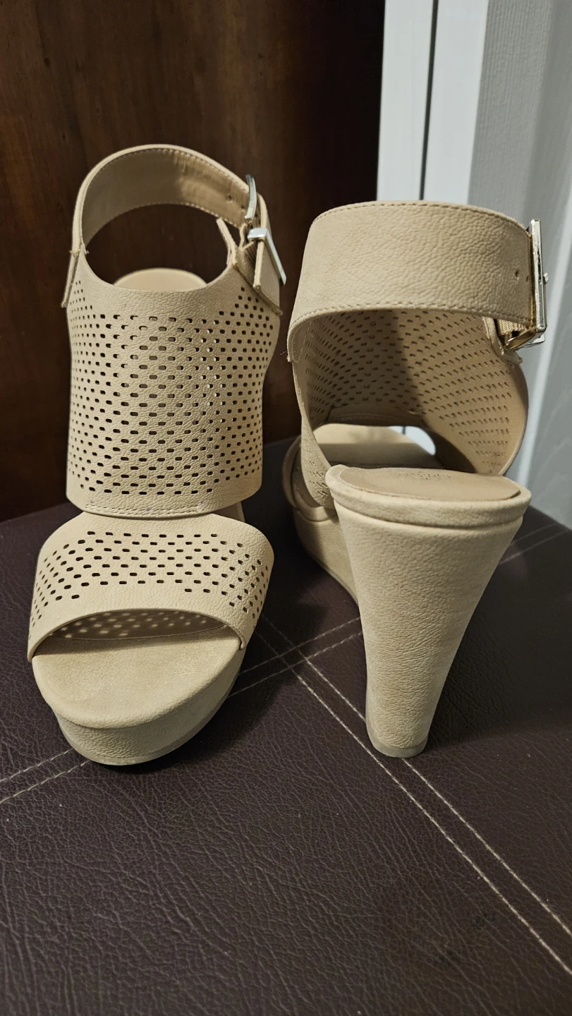 Call It Spring Beige Wedge Sandals - Size 8.5