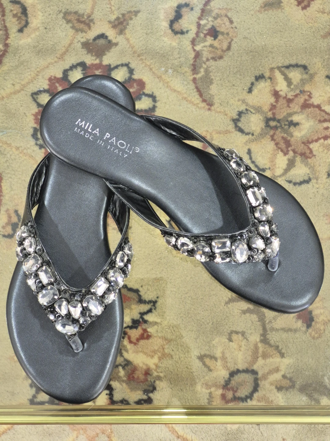 Mila Paoli Embellished Flip Flops