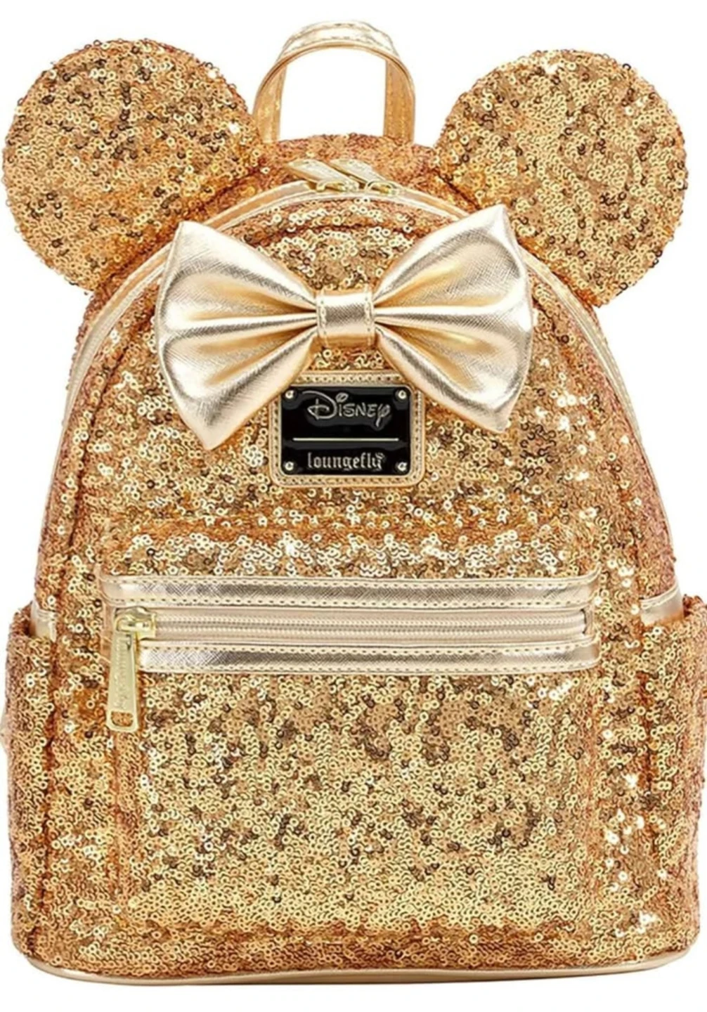 Disney Yellow Gold Sequin Minnie Mini Backpack ✨