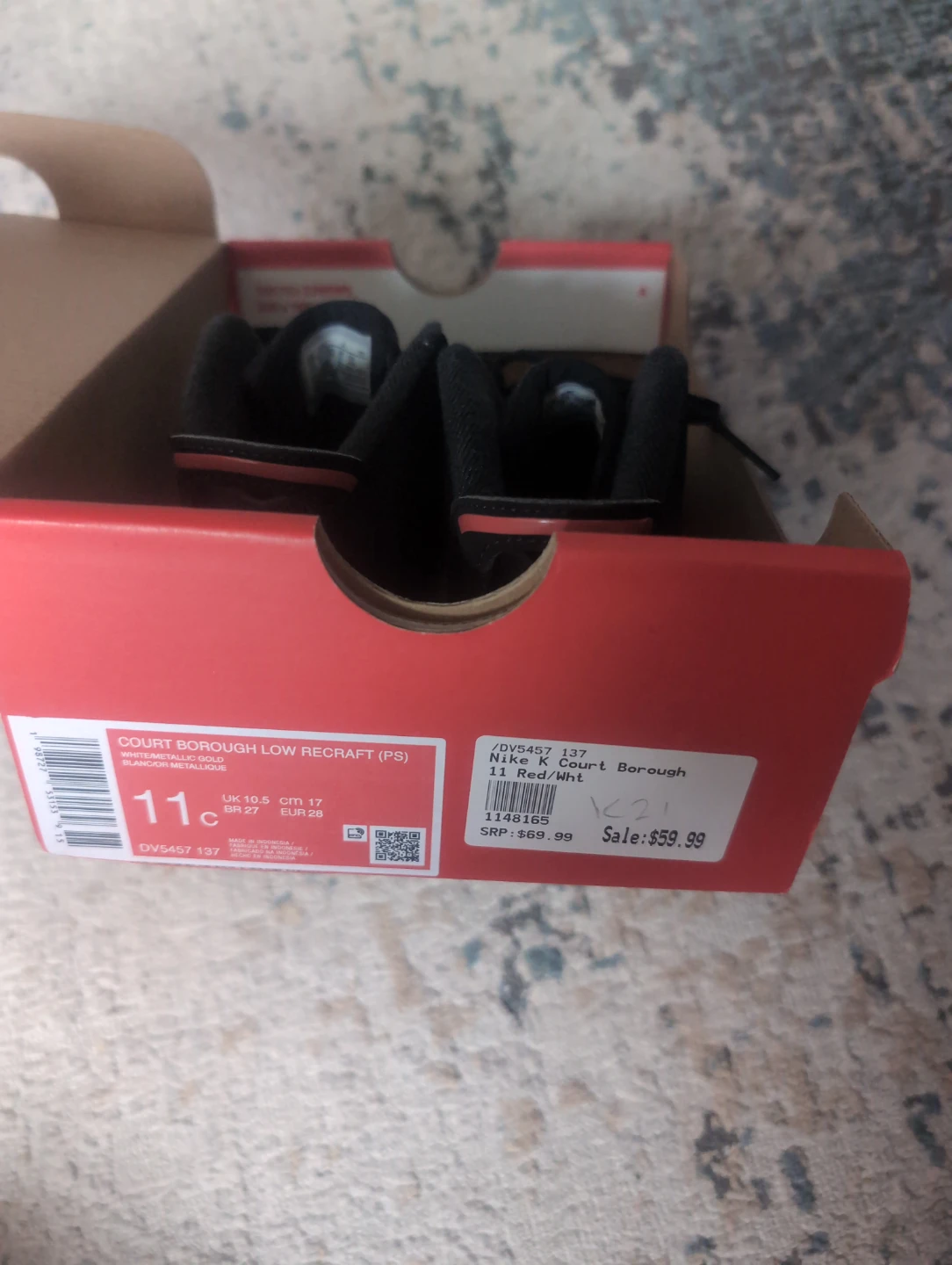Nike Court Borough Low Recraft PS Shoes - Black Red White - photo 2