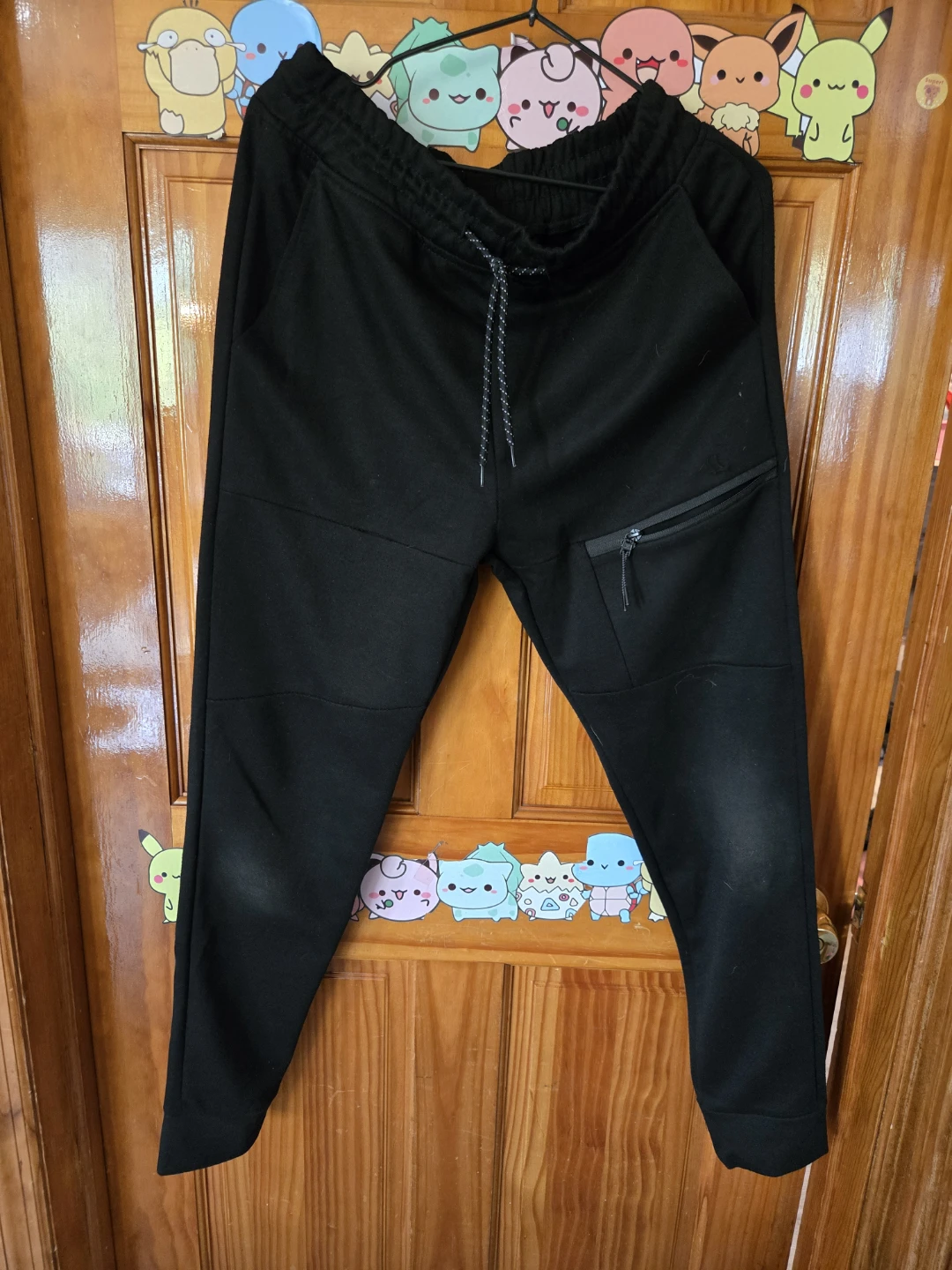 ​WT02 Black Tech Fleece Style Jogger Pants w/ Zipper Pocket