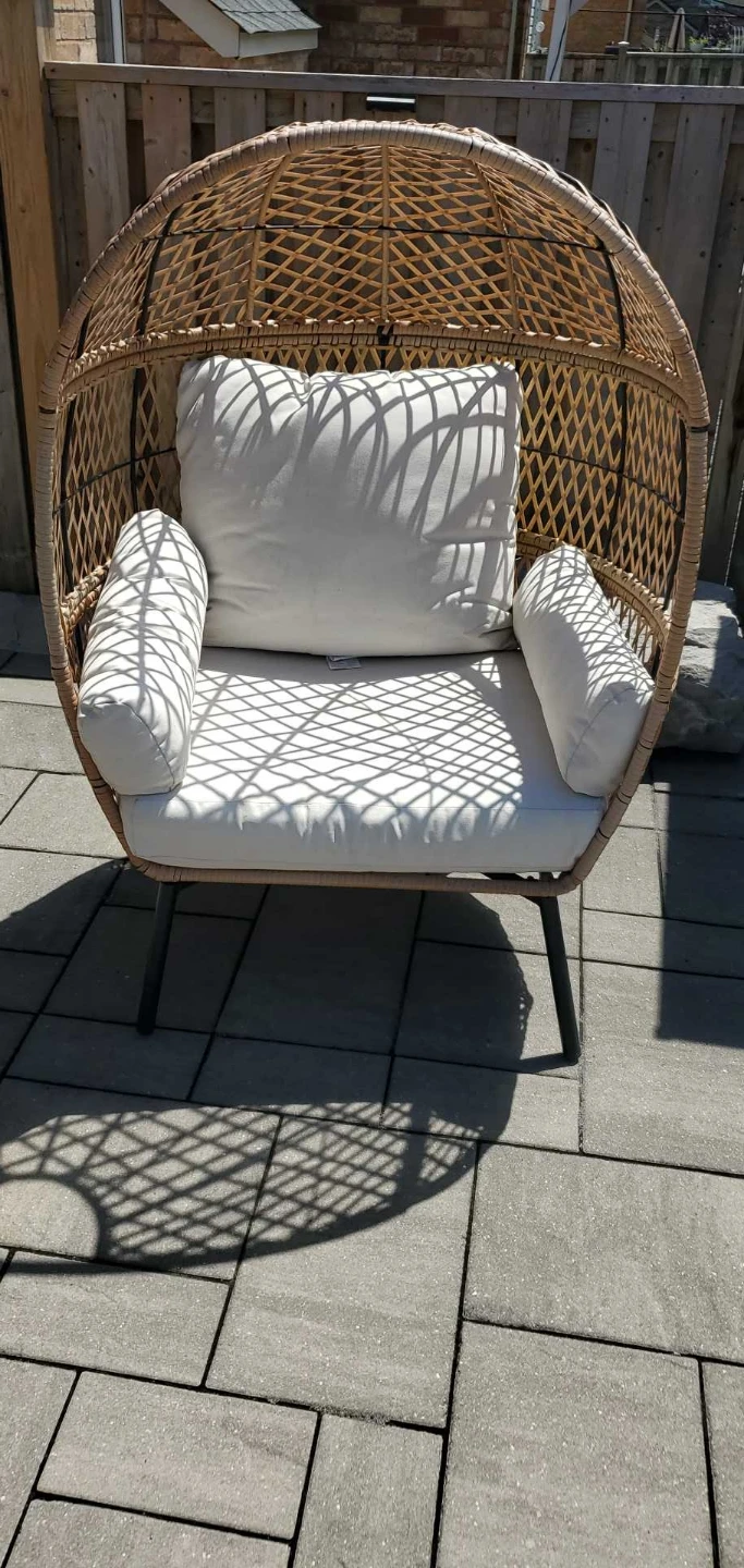 2 Wicker Egg Chair with White Cushions- Price for both