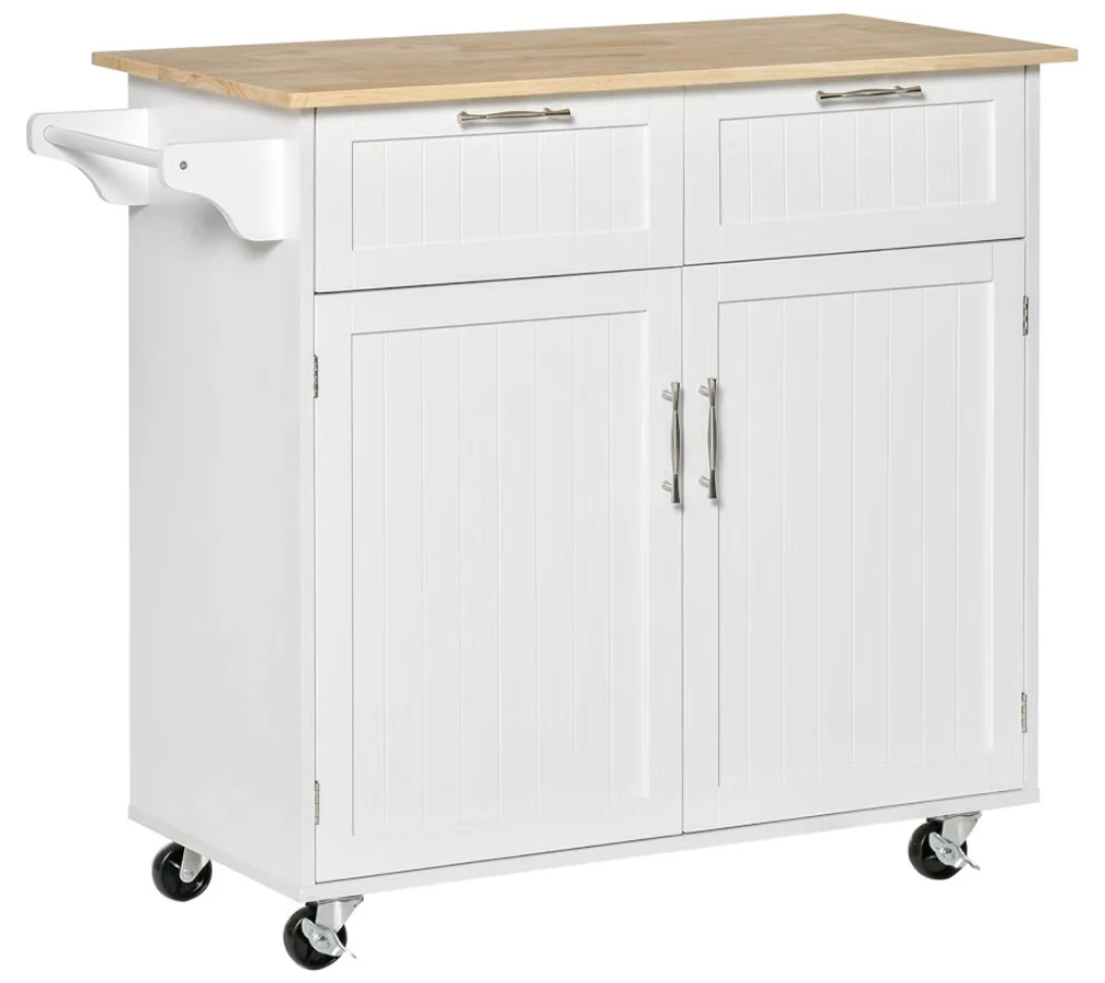 White Rolling Kitchen Island / Cart – Like New