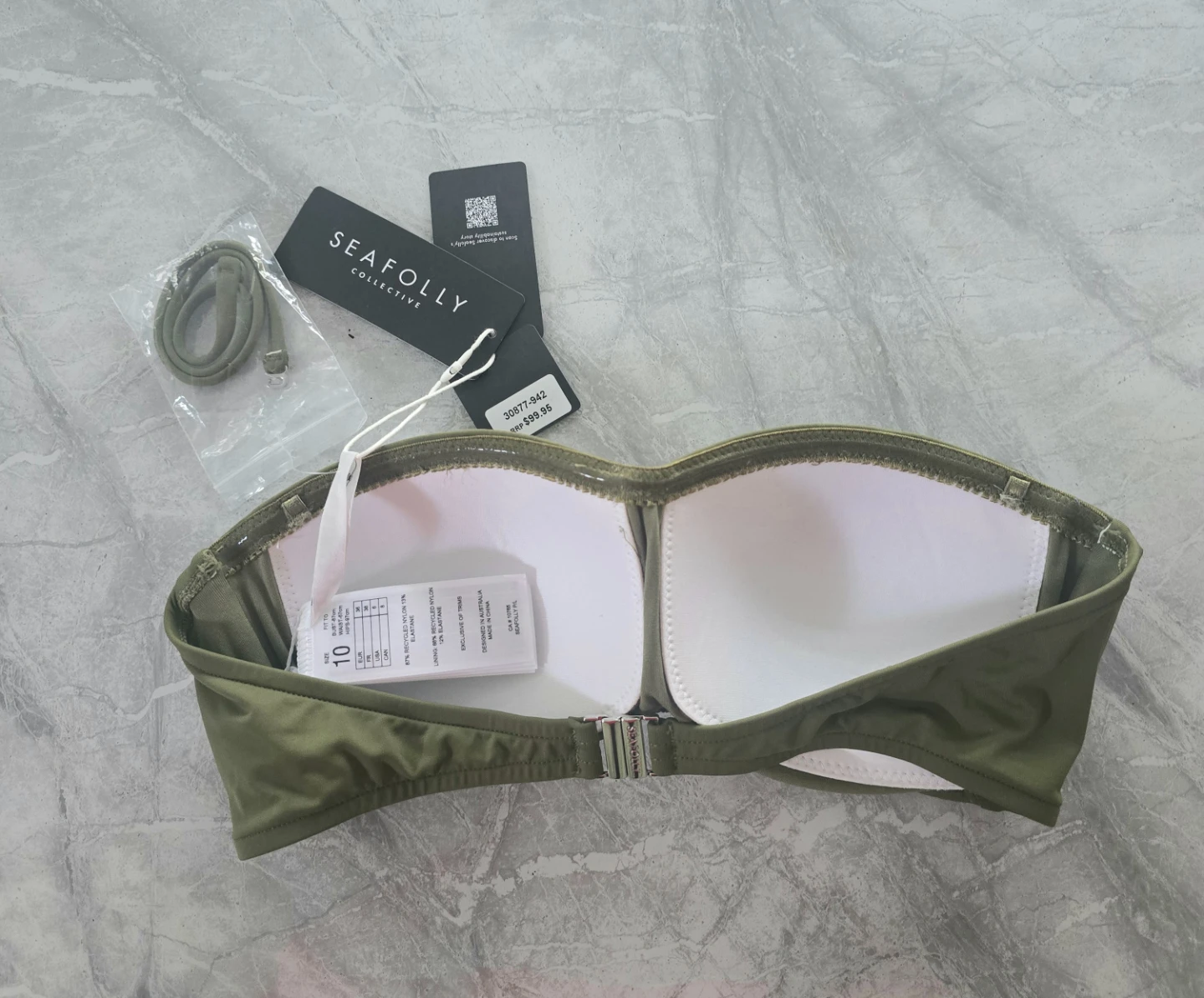Seafolly Collective Bandeau Bikini Top in Olive - photo 2