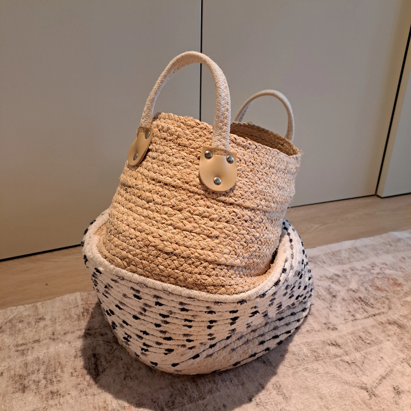Large Natural Woven Storage Basket with Handles - photo 4