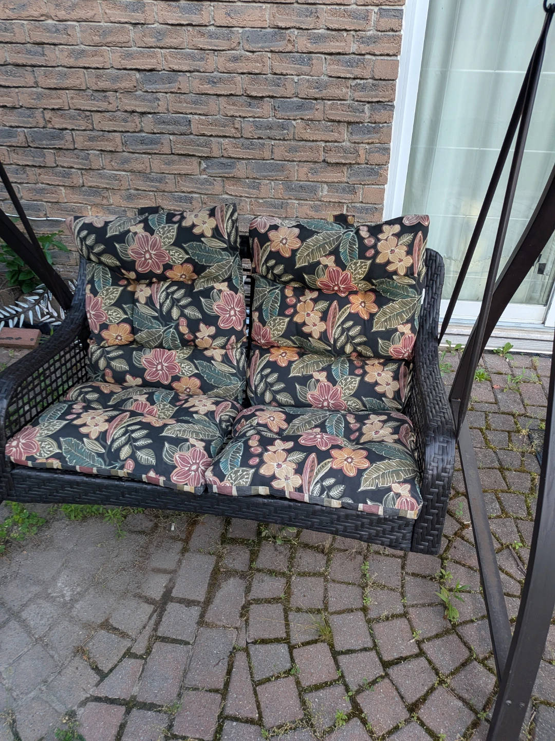 Wicker Patio Swing with Canopy and Cushions - photo 5