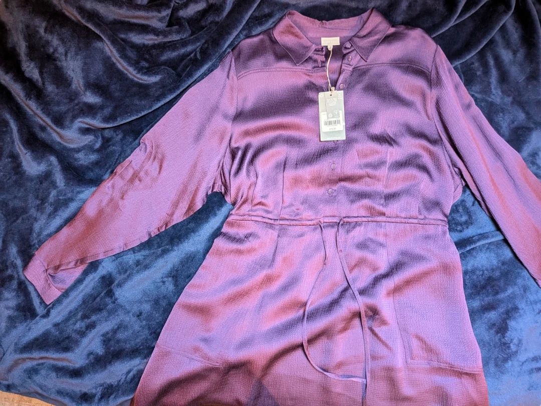 Oliver Bonas Purple Satin Mini Dress - Size 12