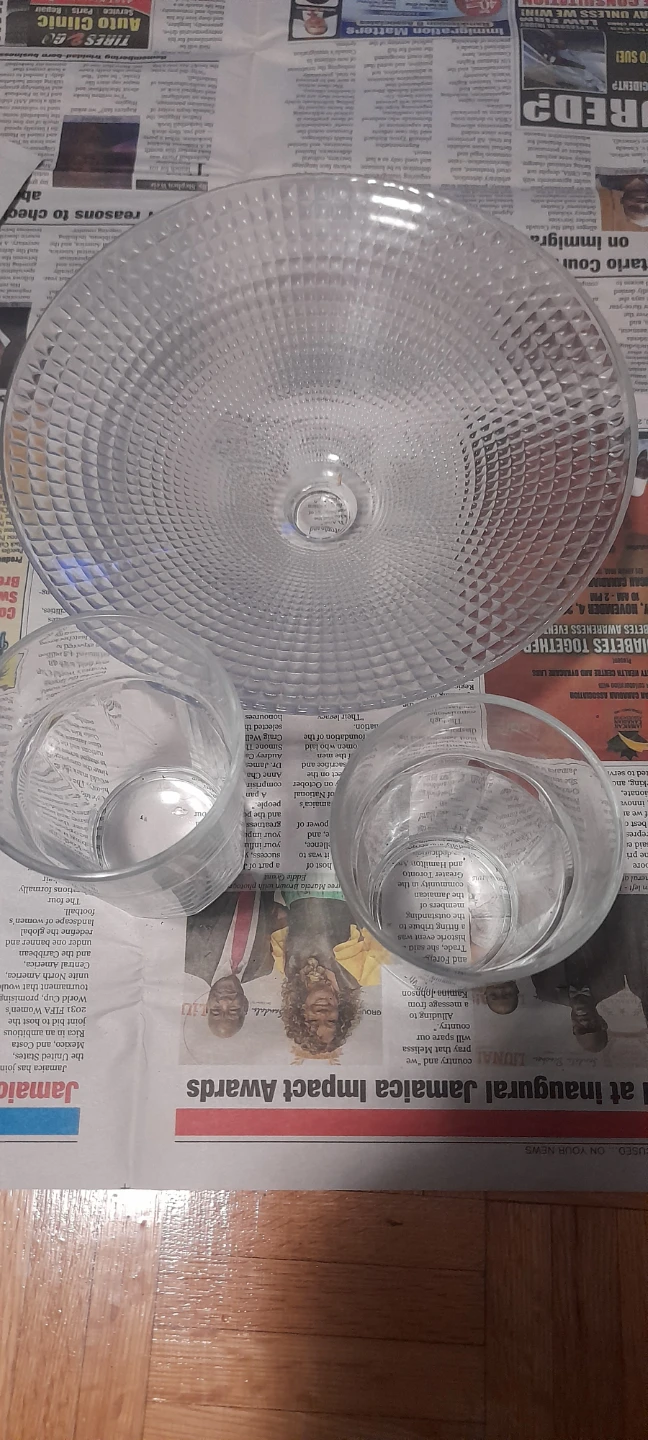 Clear Glass Cake Stand with Two Votives