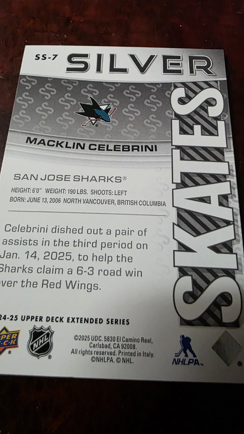 Upper Deck Silver Hockey Card - Macklin Celebrini - photo 2