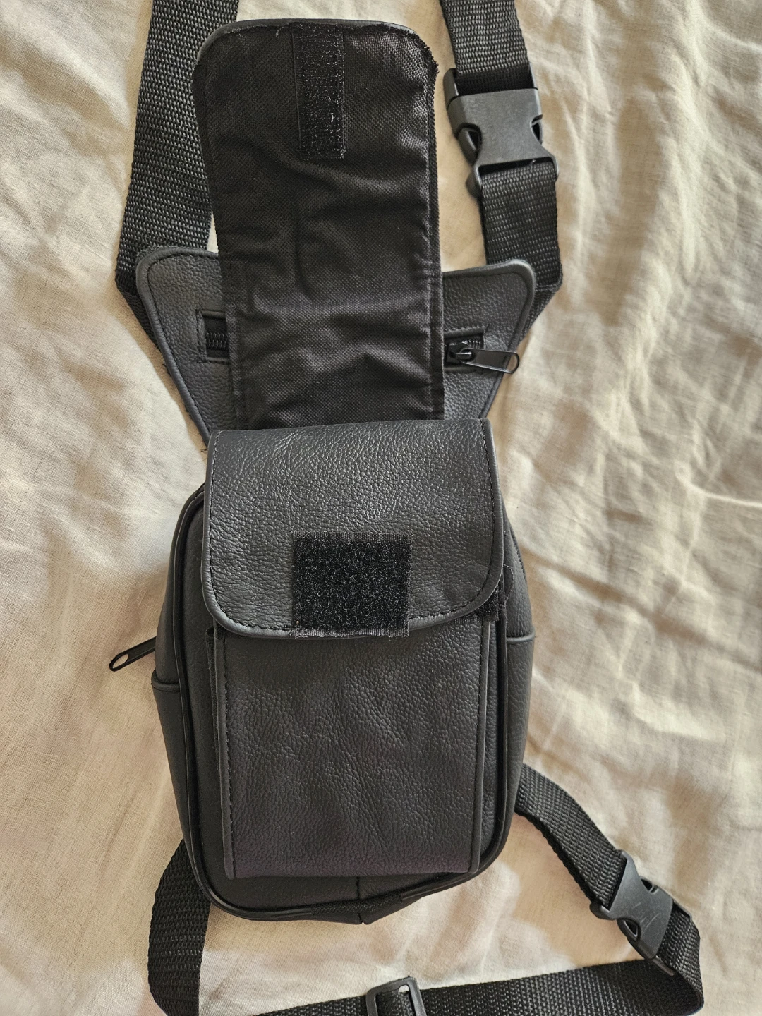 Black Leather Leg Holster Bag