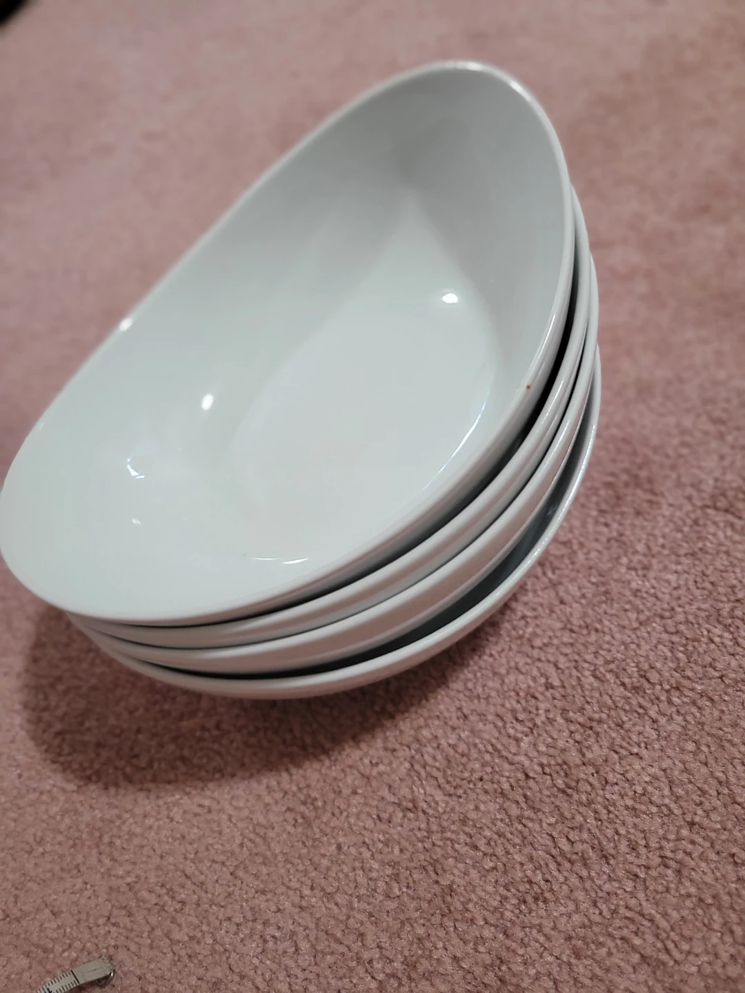 Set of 4 White Oval Bowls