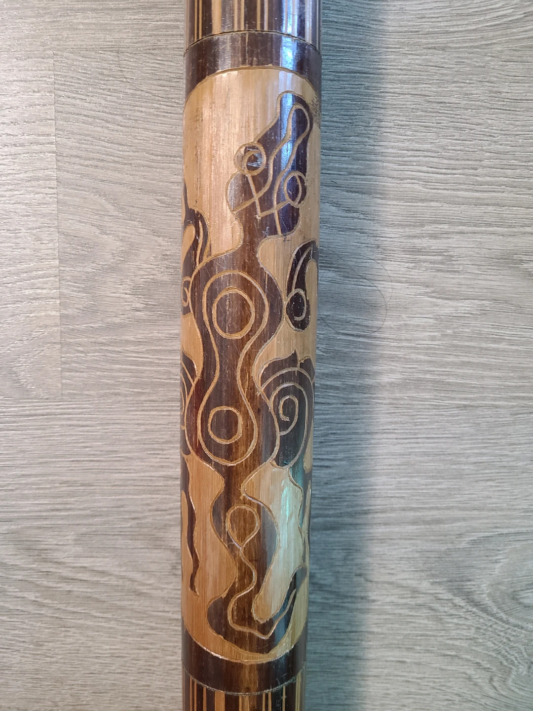 Artisan Carved Wood Face Sculpture and Didgeridoo - photo 4