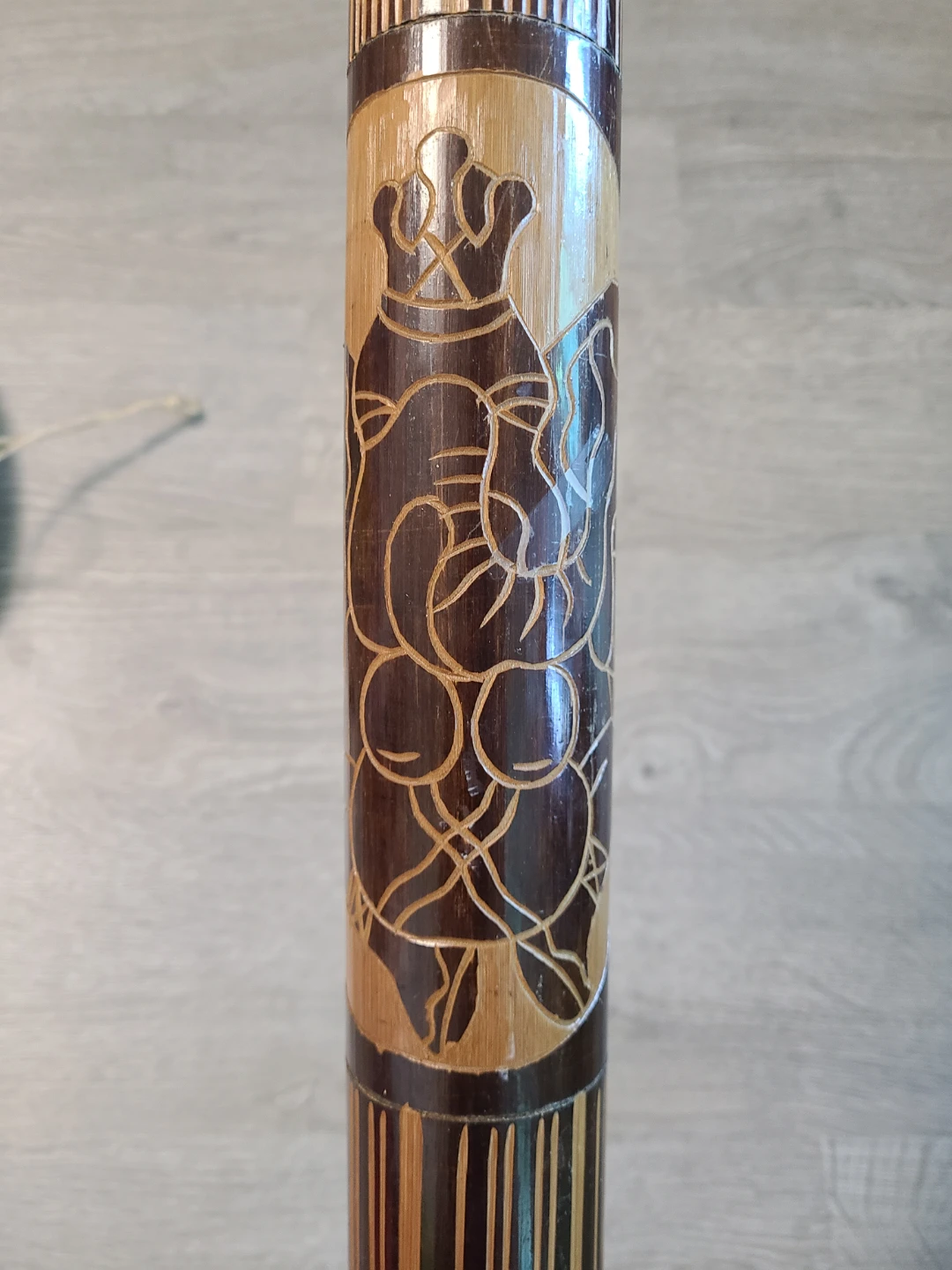 Artisan Carved Wood Face Sculpture and Didgeridoo - photo 5