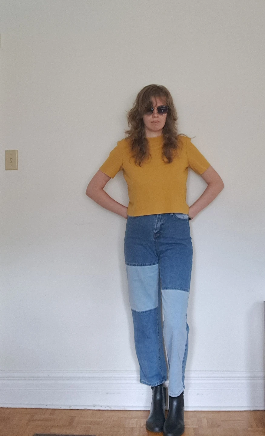 Highwaisted Patchwork Denim Jeans