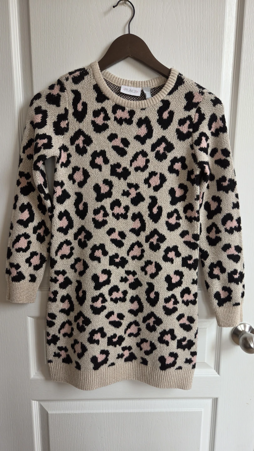 The Children's Place Leopard Print Sweater Dress Size 10/12