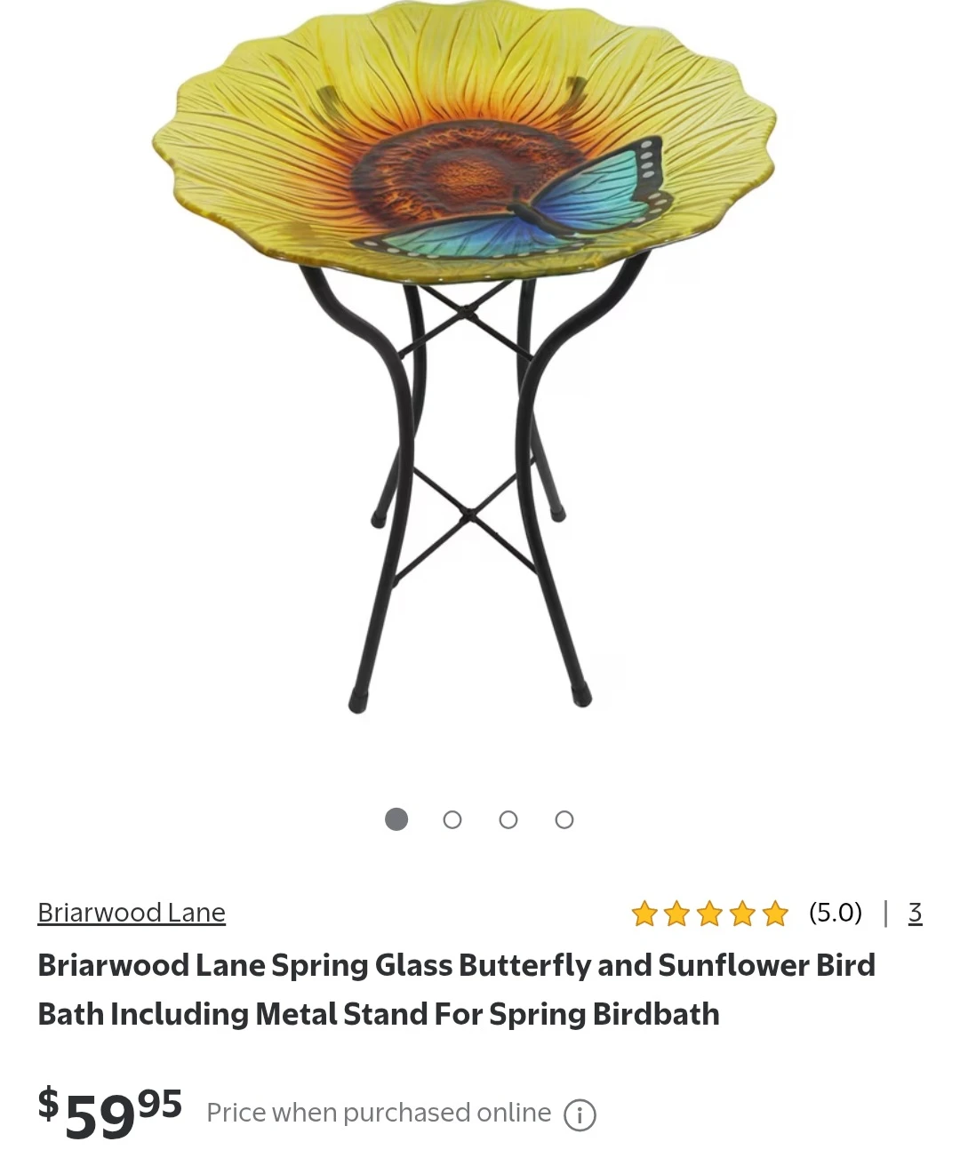 Brand New Glass Yellow Sunflower and Blue Bird Bath - photo 2