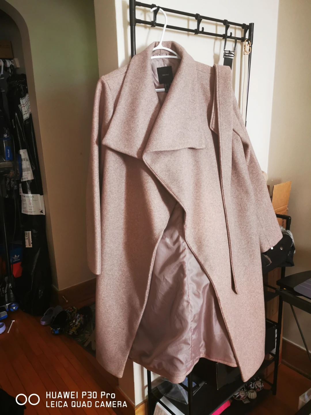 Forever 21 Beige Waterfall Collar Coat