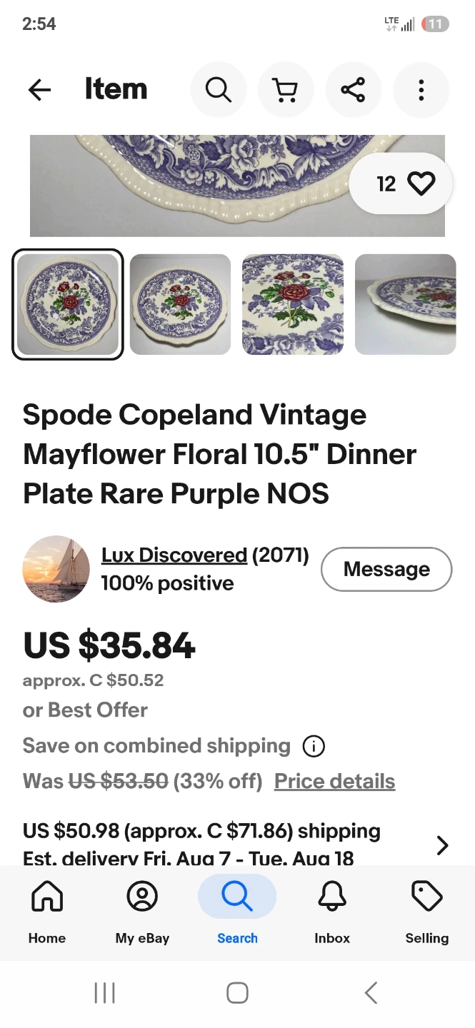 Spode Copeland Vintage Mayflower Floral 10.5" Dinner Plate