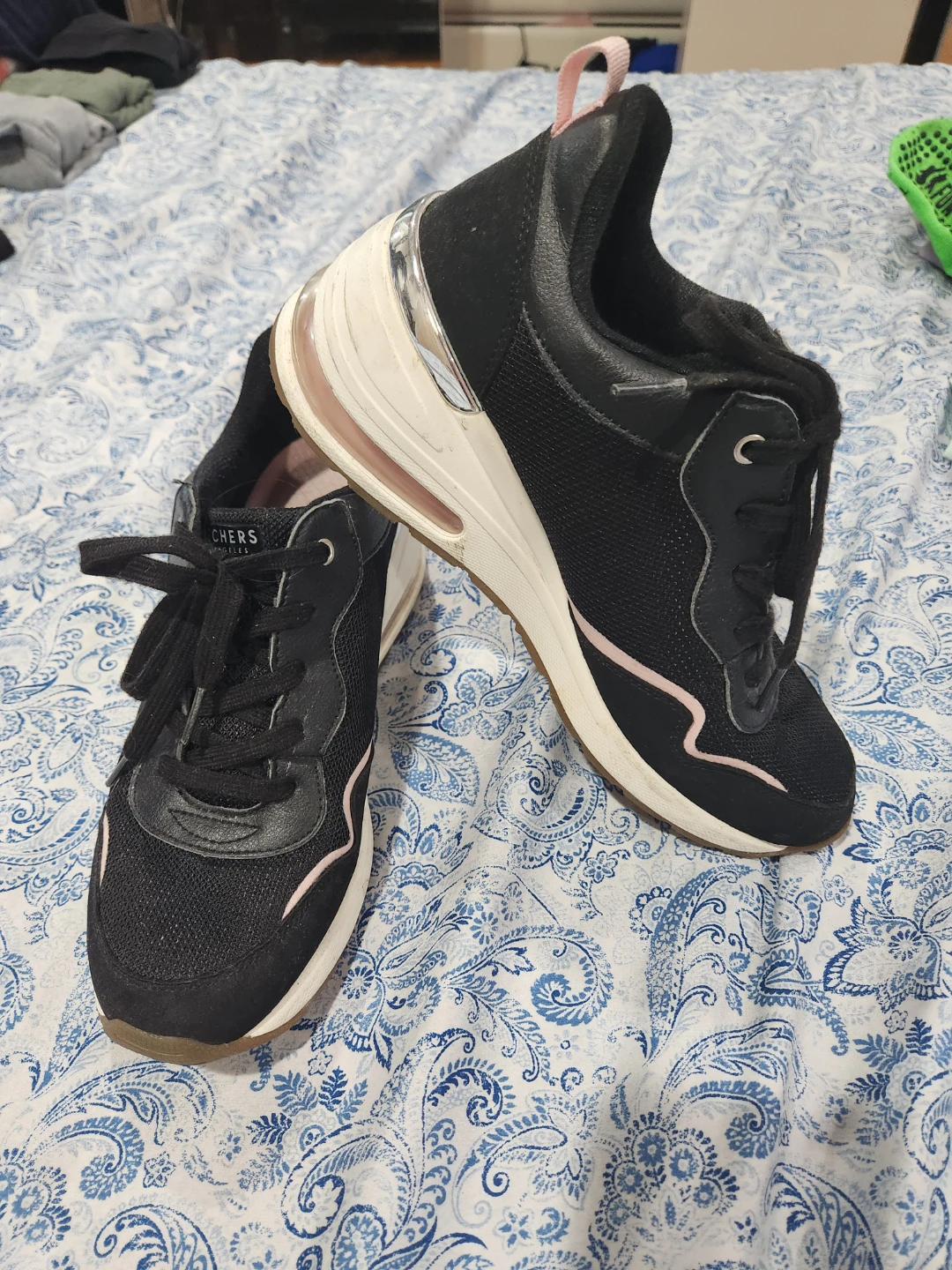 Skechers Black Wedge Sneakers