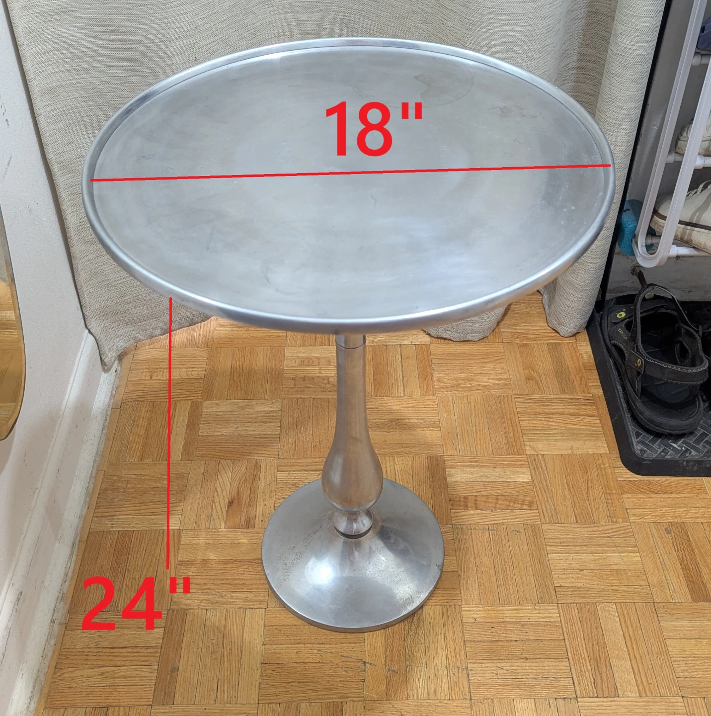 18" Vintage Stylish Aluminum Round Table Pedestal End Coffee