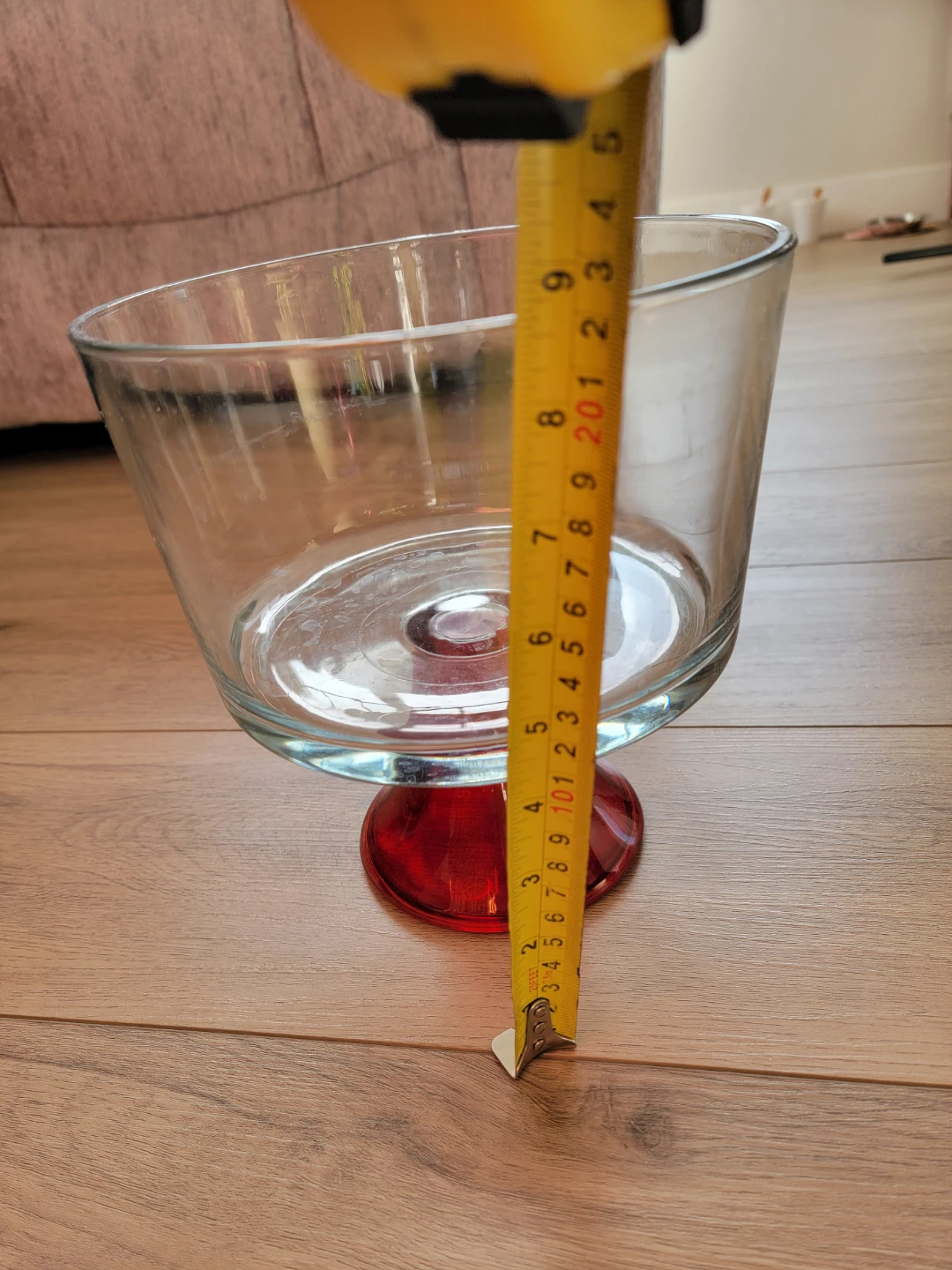 Glass trifle bowl with red base - photo 3