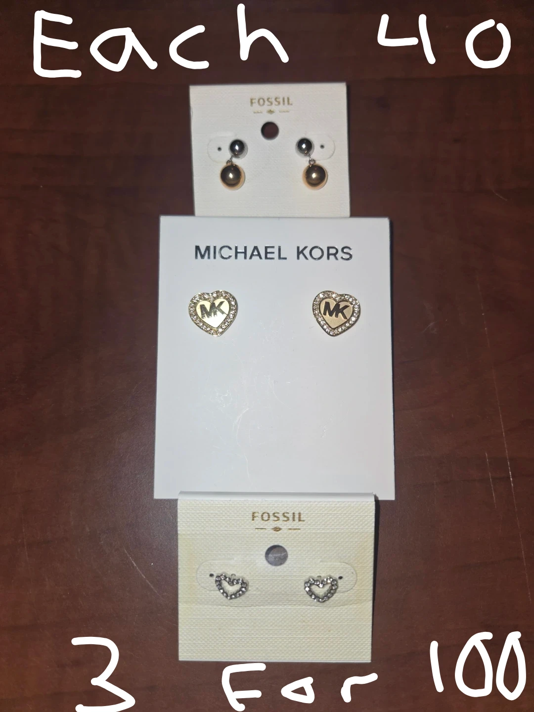 Earrings 1 for $40 or 3 for $100