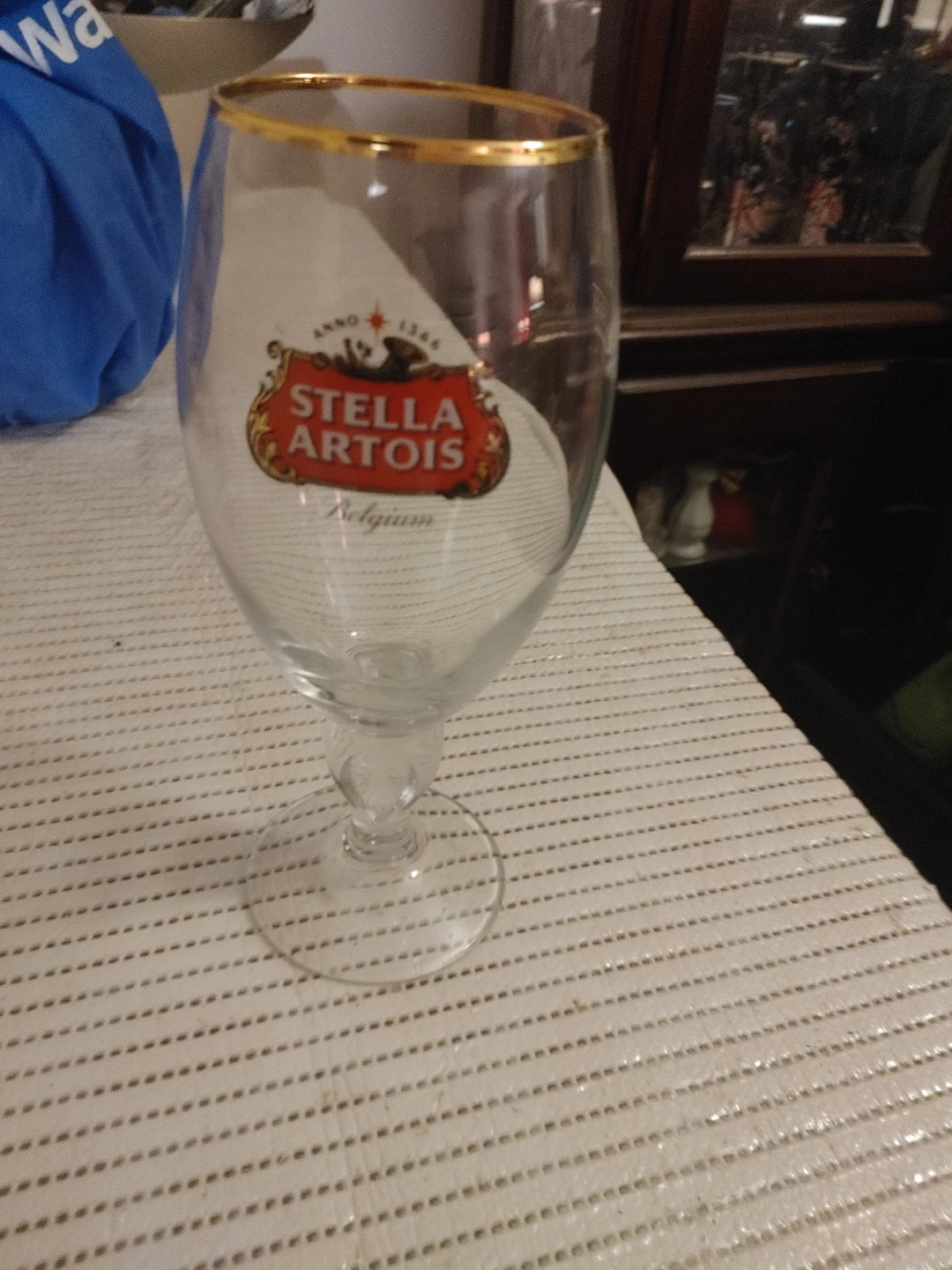 Stella Artois Belgium Beer Glass with Gold Rim