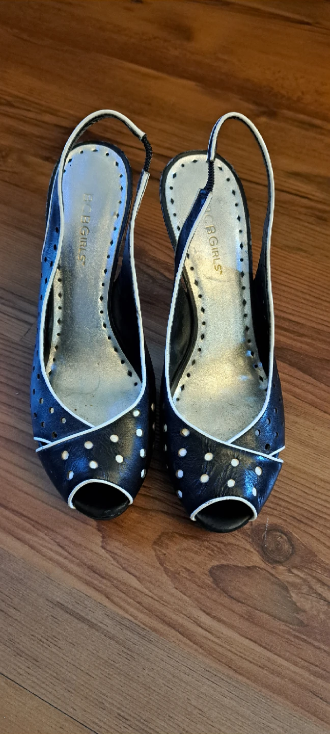 BCB GIRLS Black & White Peep-Toe Heels