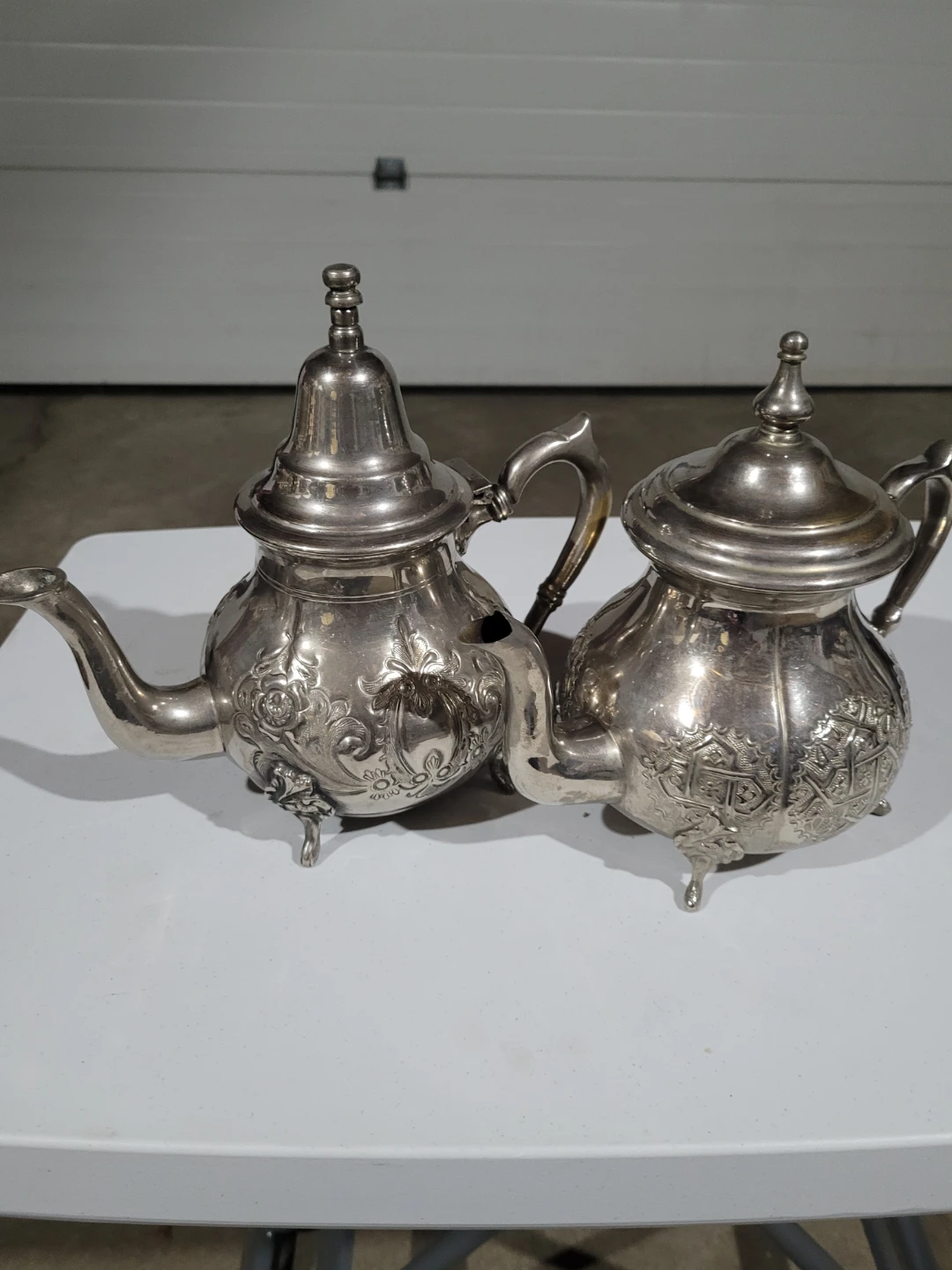 Silver Moroccan style teapots set of 2