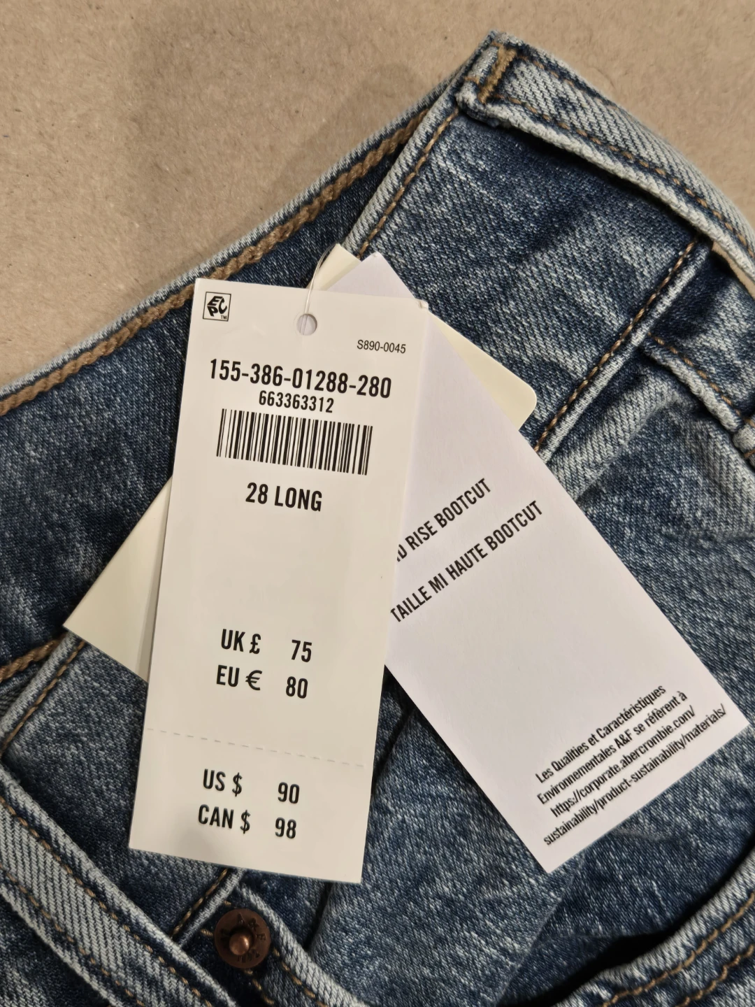 Abercrombie & Fitch Mid Rise Bootcut Jeans - Size 28 Long - photo 4