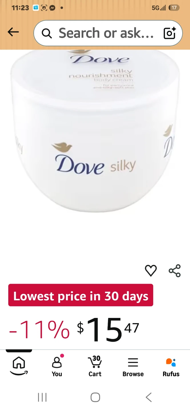 Dove Silky Nourishment Body Cream (300ml)
