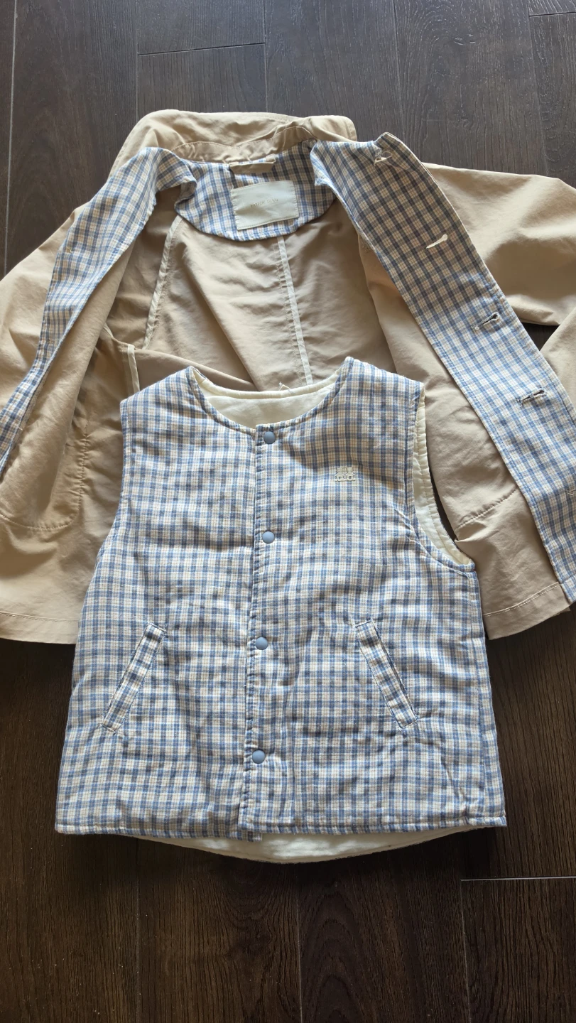 Toddler Trench Coats with Plaid Vest Set - photo 2