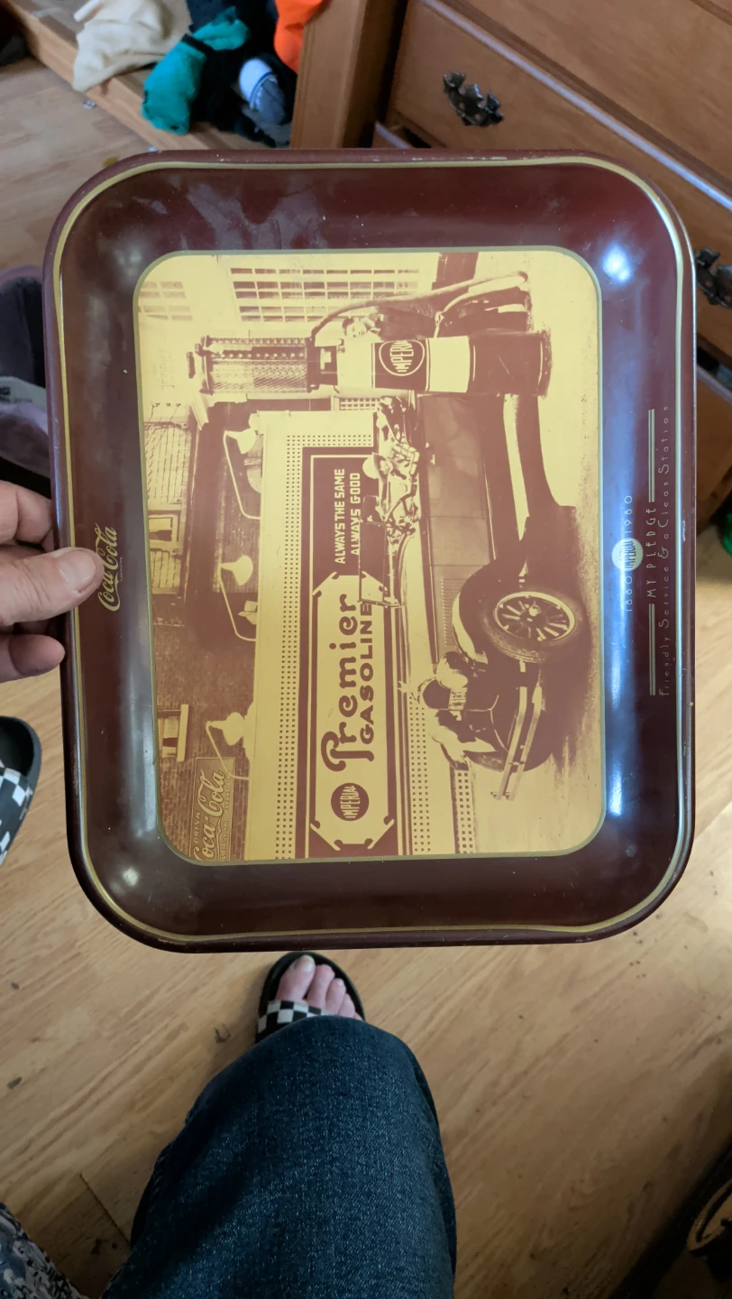 No -pip Vintage Premier Gasoline Coca-Cola Tray - photo 2