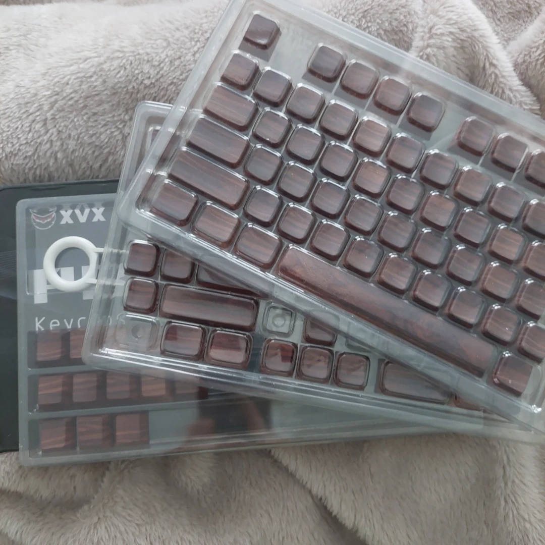 XVX walnut texture / wood pattern PBT keyboard keycaps - photo 4